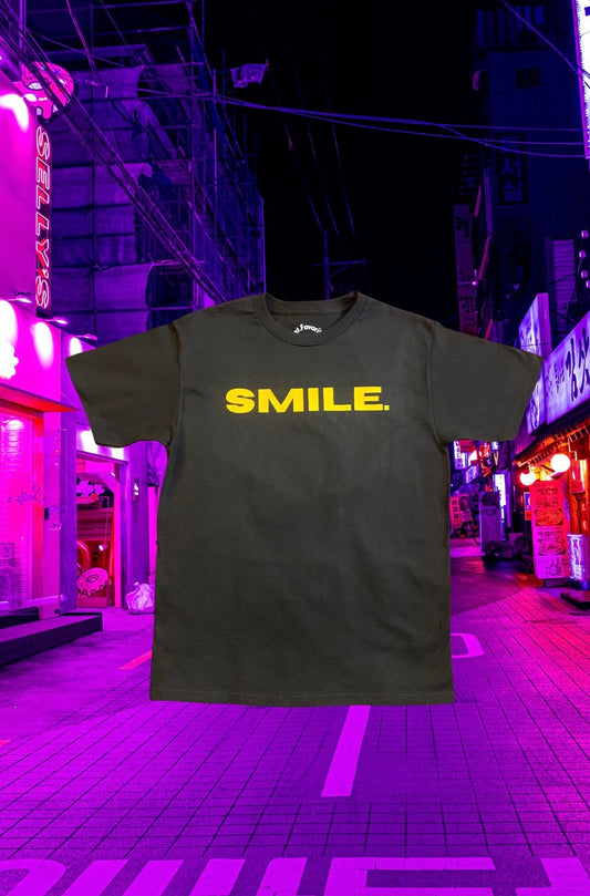 Soft Black cotton “SMILE. Jesus Loves You” w/8-bit heart